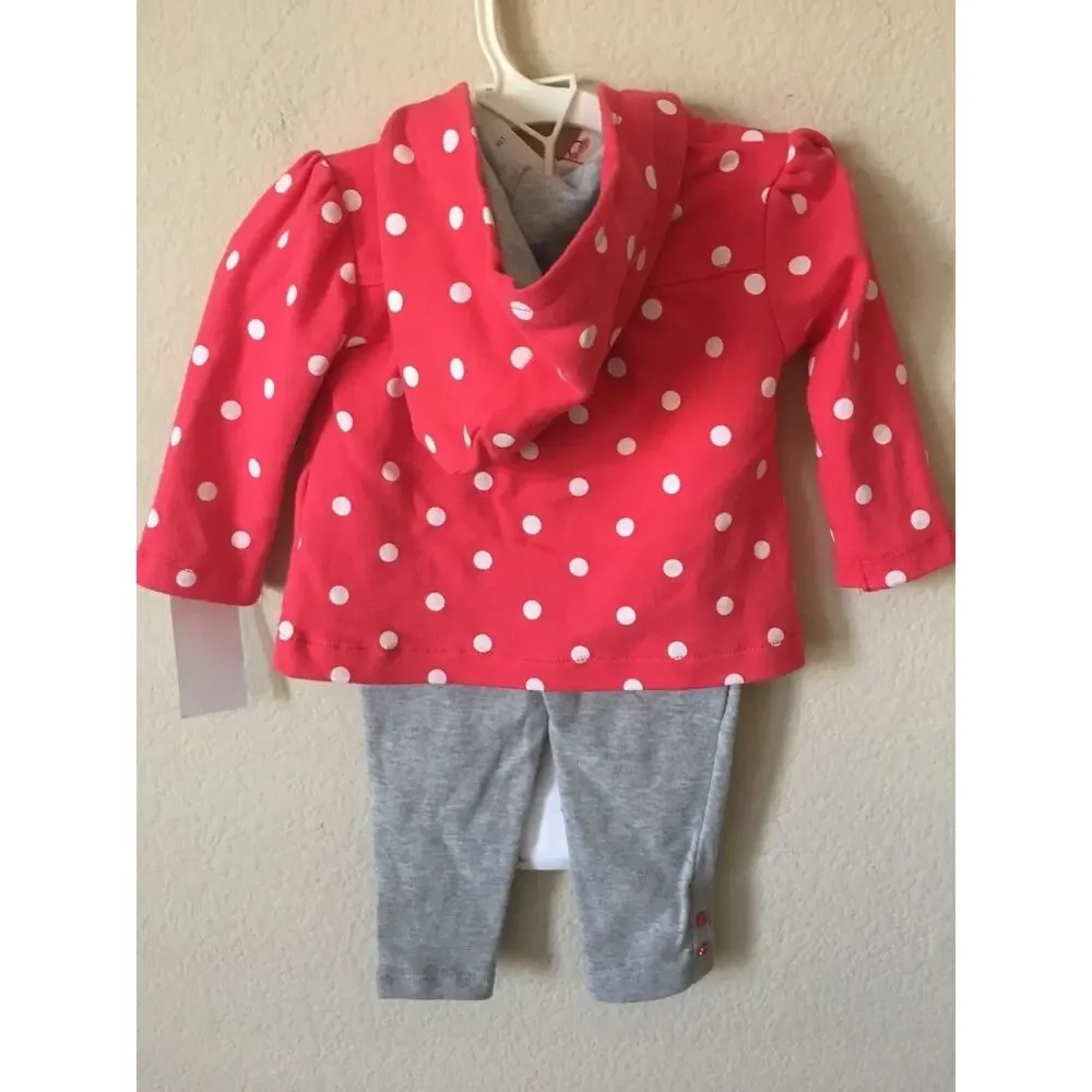 Carter's Cherries Polka Dot Mommy's Sweetie bodysuit Hoodie Pants Set Size 12M
